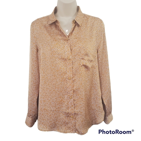 EQUIPMENT Leema Shirt in Ocre Multi Yellow Size S - Picture 1 of 9